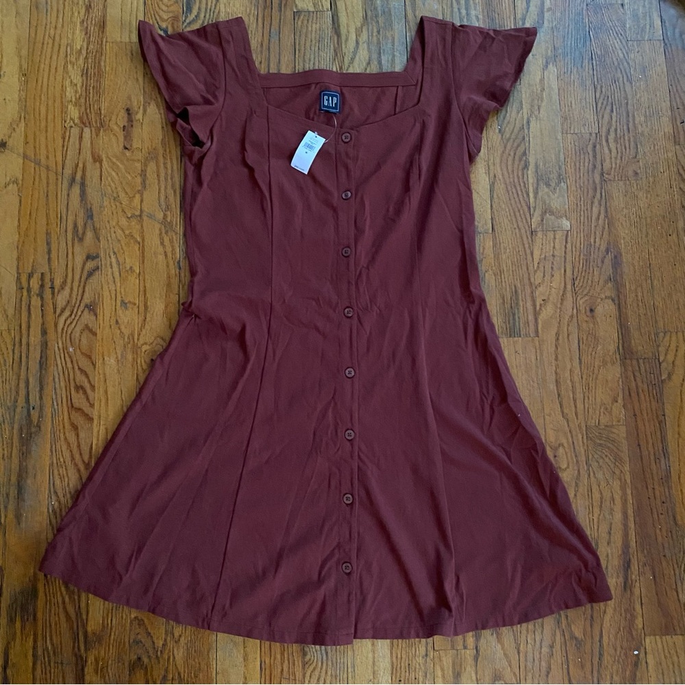Size M Gap Cotton Button Down Brown Fall Dress